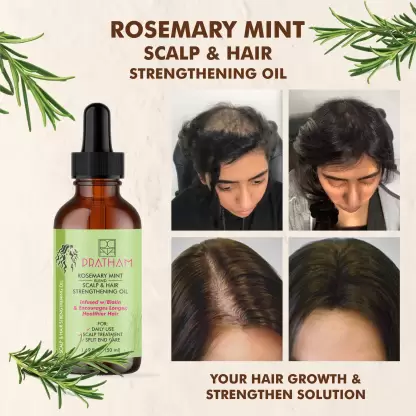 Before and after using rosemary oil for hair