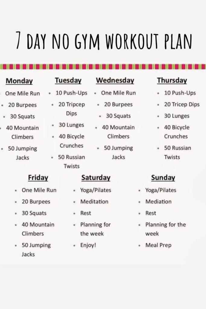 Exercise for weight loss at home for female in 7 days: Structured workout plan.