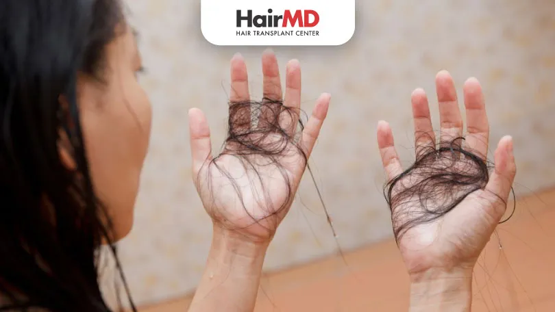 Picture showing losing lots of hair in shower