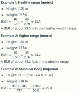 BMI Formula Examples